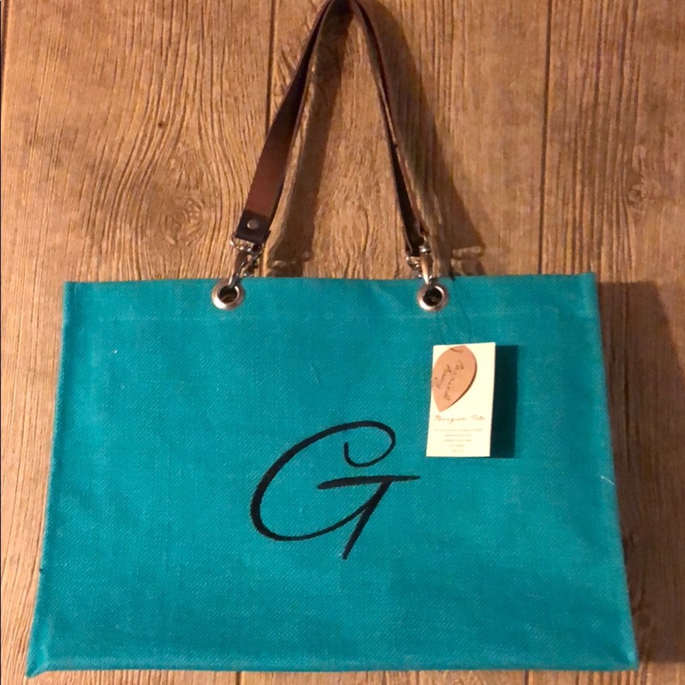 Large Monogrammed Tote Letter G with small bag
